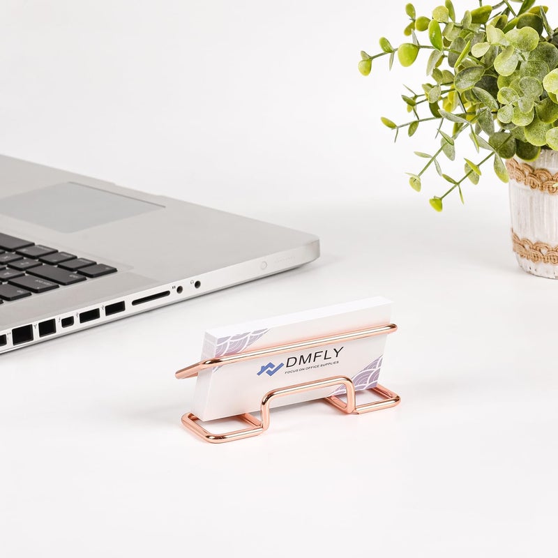 DMFLY Metal Business Card Holder for Desk, Cute Card Display Stand, Compatible with Various Countertops, Rose Gold - Image 4